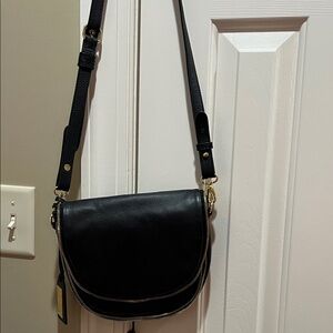 Badgley Mischka Black Crossbody Bag with Gold Accents